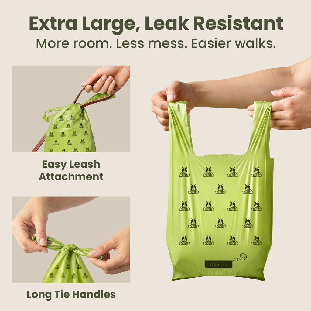 Large Dog Poop Bags with Handles, Fresh Scent, Extra Thick, 300 Bags V743