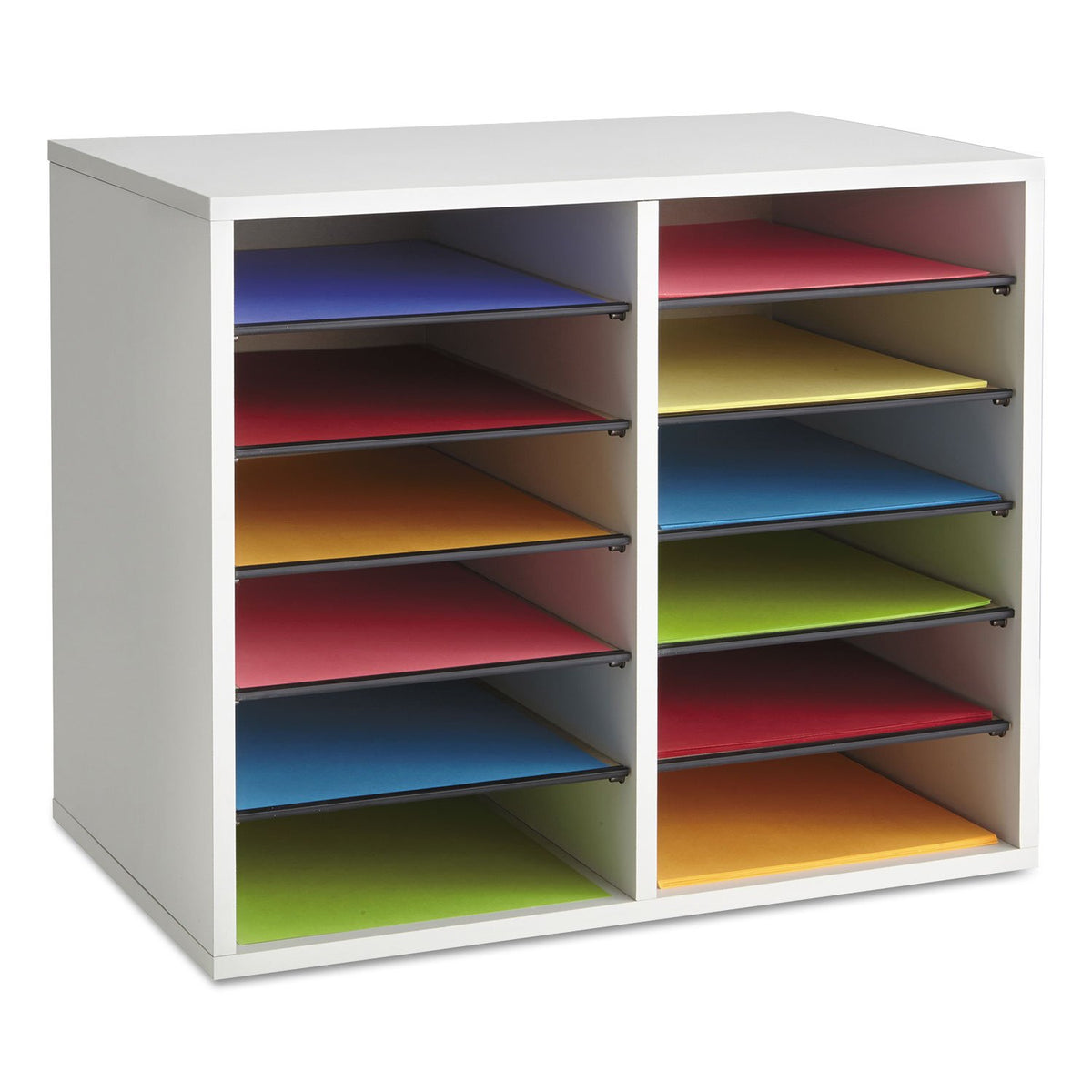 12 Compartment Wood Literature Organizer H60576