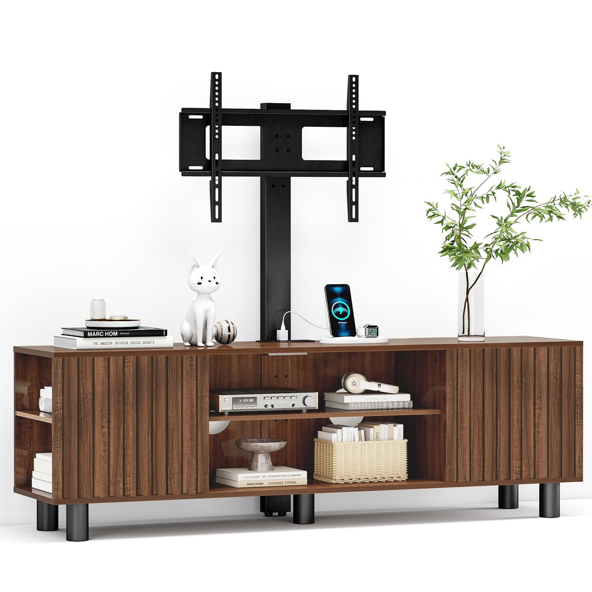 Walnut TV Stand with Mount for 65-75 Inch TV K728742
