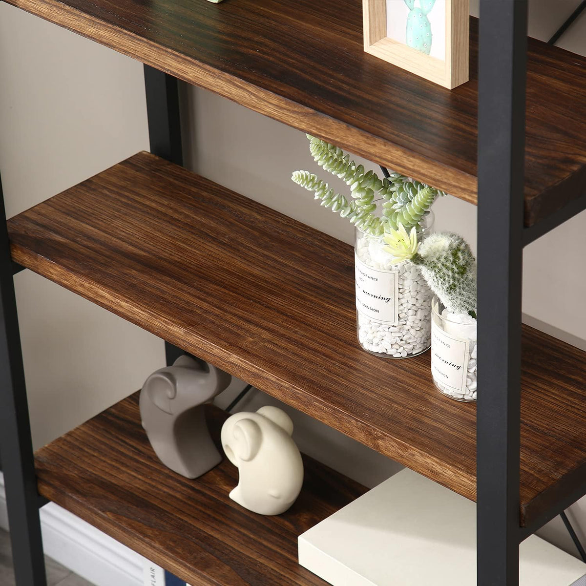 5 Tier Solid Wood Metal Bookcase G8464