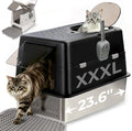 Extra Large Stainless Steel Enclosed Cat Litter Box with Lid and Scoop R98001