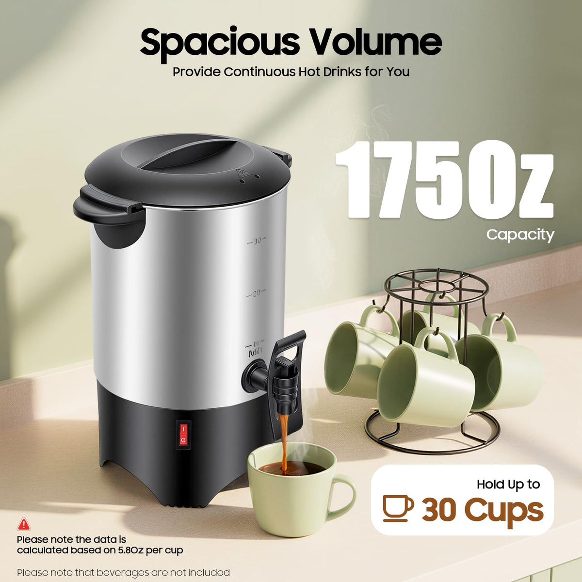 30 Cups Stainless Steel Electric Coffee Urn P266