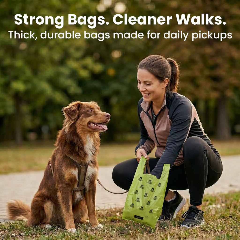 Large Dog Poop Bags with Handles, Fresh Scent, Extra Thick, 300 Bags V743