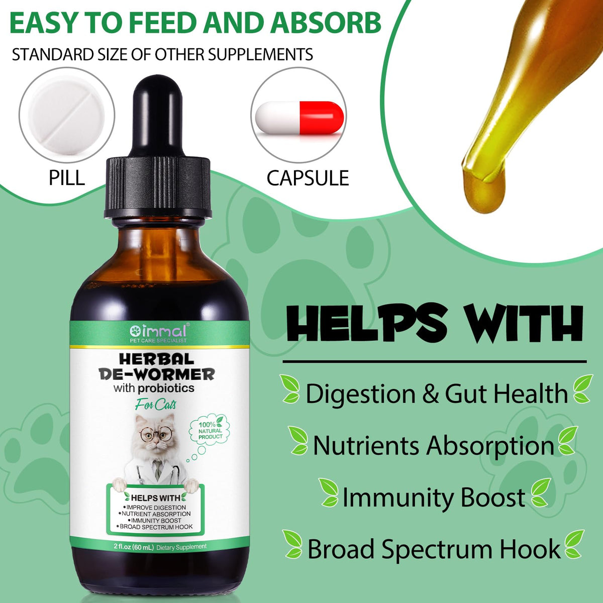 Herbal Cat Supplement Drops with Probiotic 60ml X85942