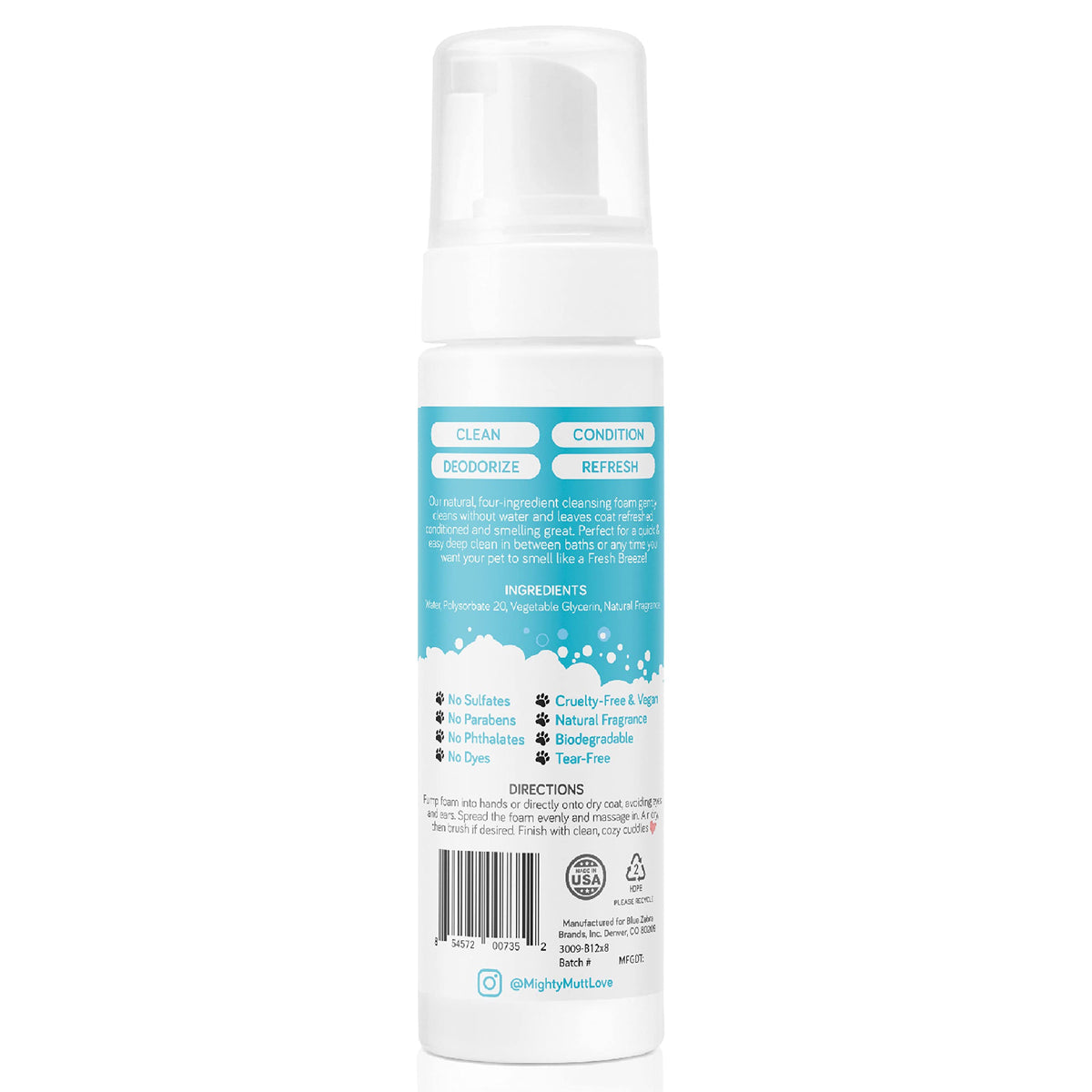 Hypoallergenic Waterless Dog Shampoo 8 fl oz Z99905