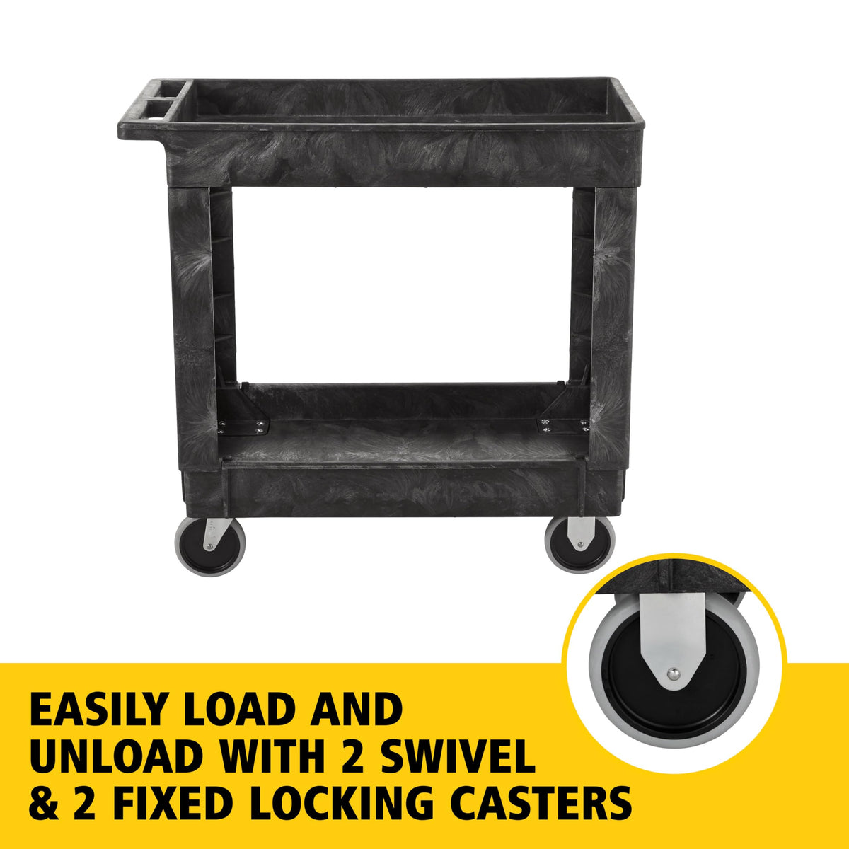 2-Shelf Utility Service Cart, Black, 500 lbs. Capacity C3300