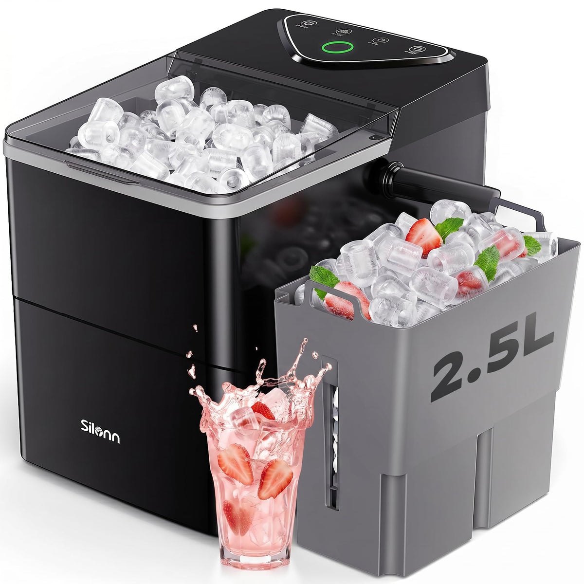 Countertop Ice Maker with 2.5L Ice Basket & 1.8L Water Tank, 26Lbs/24H V6291