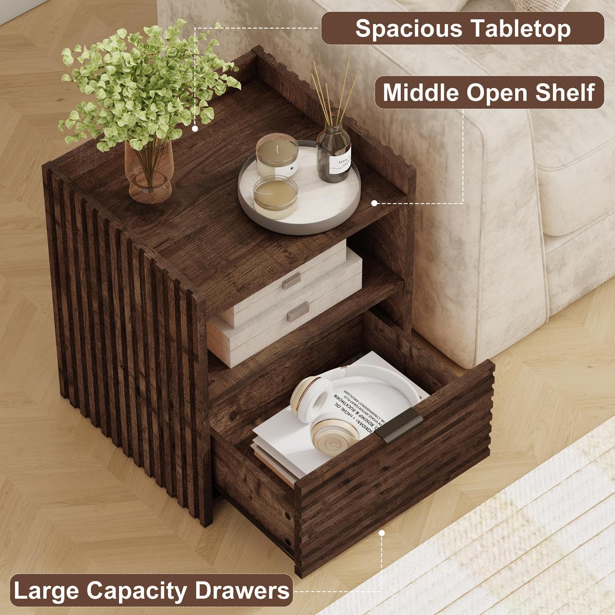 Rustic Oak Console Table with 2 Drawers O562589