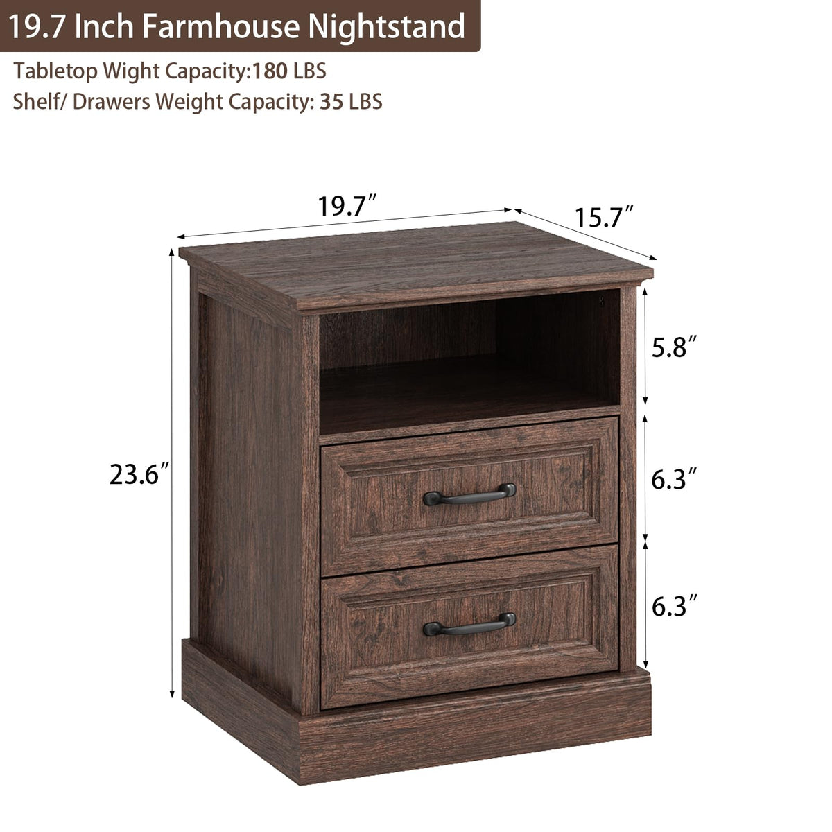 Brown 2 Drawer Nightstand Set of 2 V70904