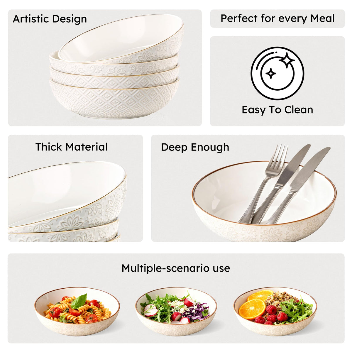 36 oz Set of 4 Ceramic Pasta Bowl T50920
