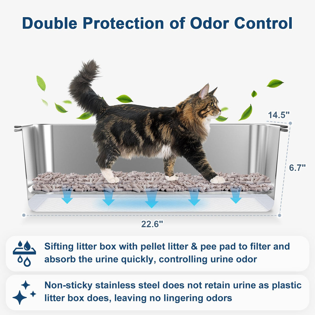 XL Stainless Steel Sifting Litter Box with Lid R566