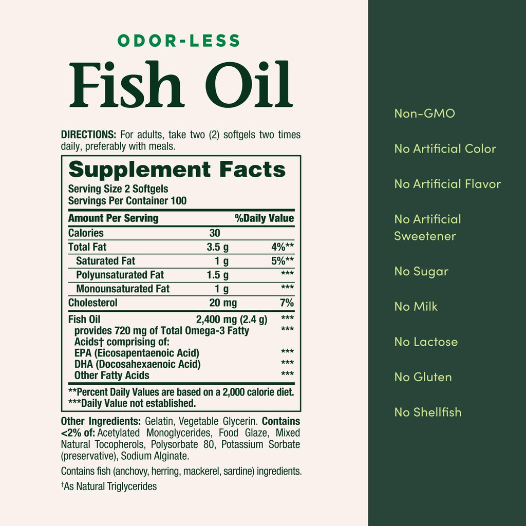 Fish Oil 1200mg 200 Softgels Pack of 2 A87450