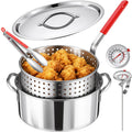 10 QT Stainless Steel Deep Fryer Pot with Basket C756487