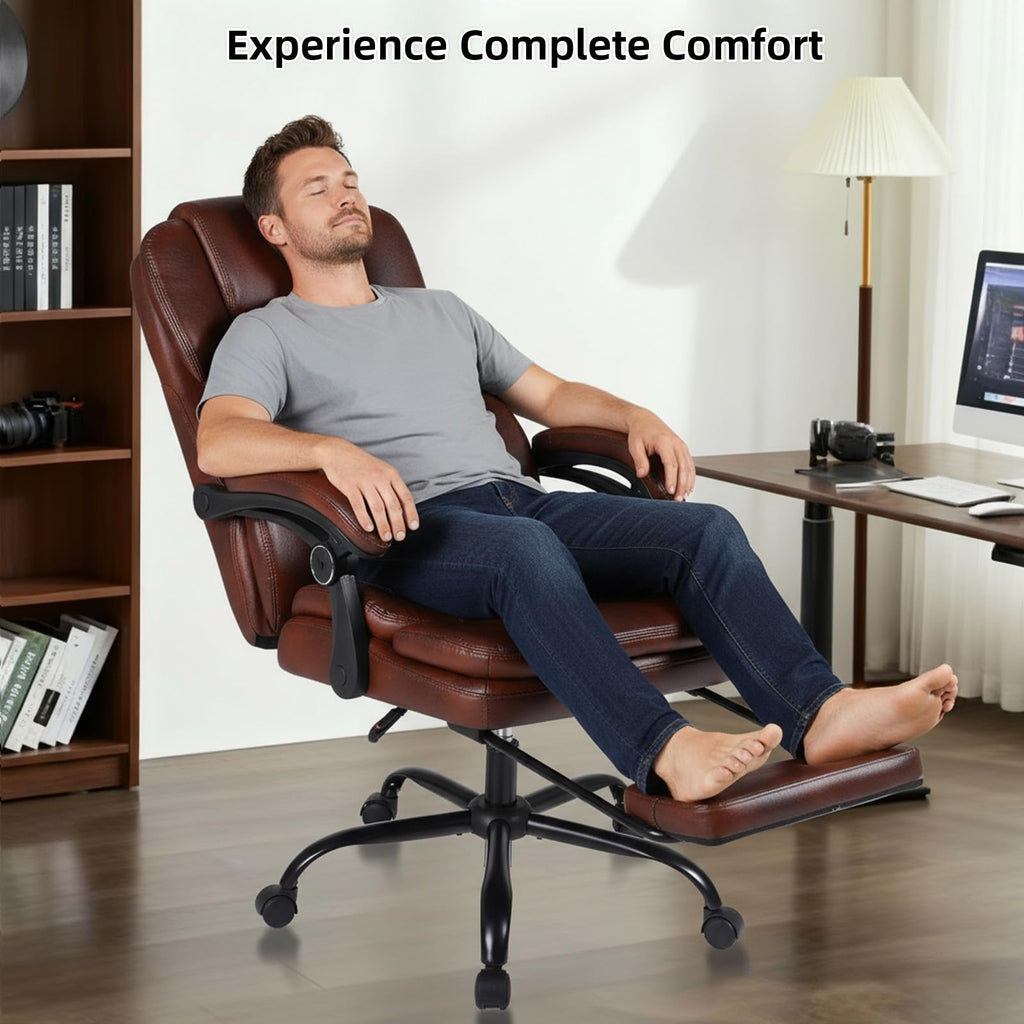 Big and Tall Ergonomic High Back PU Leather Reclining Office Chair with Footrest C927