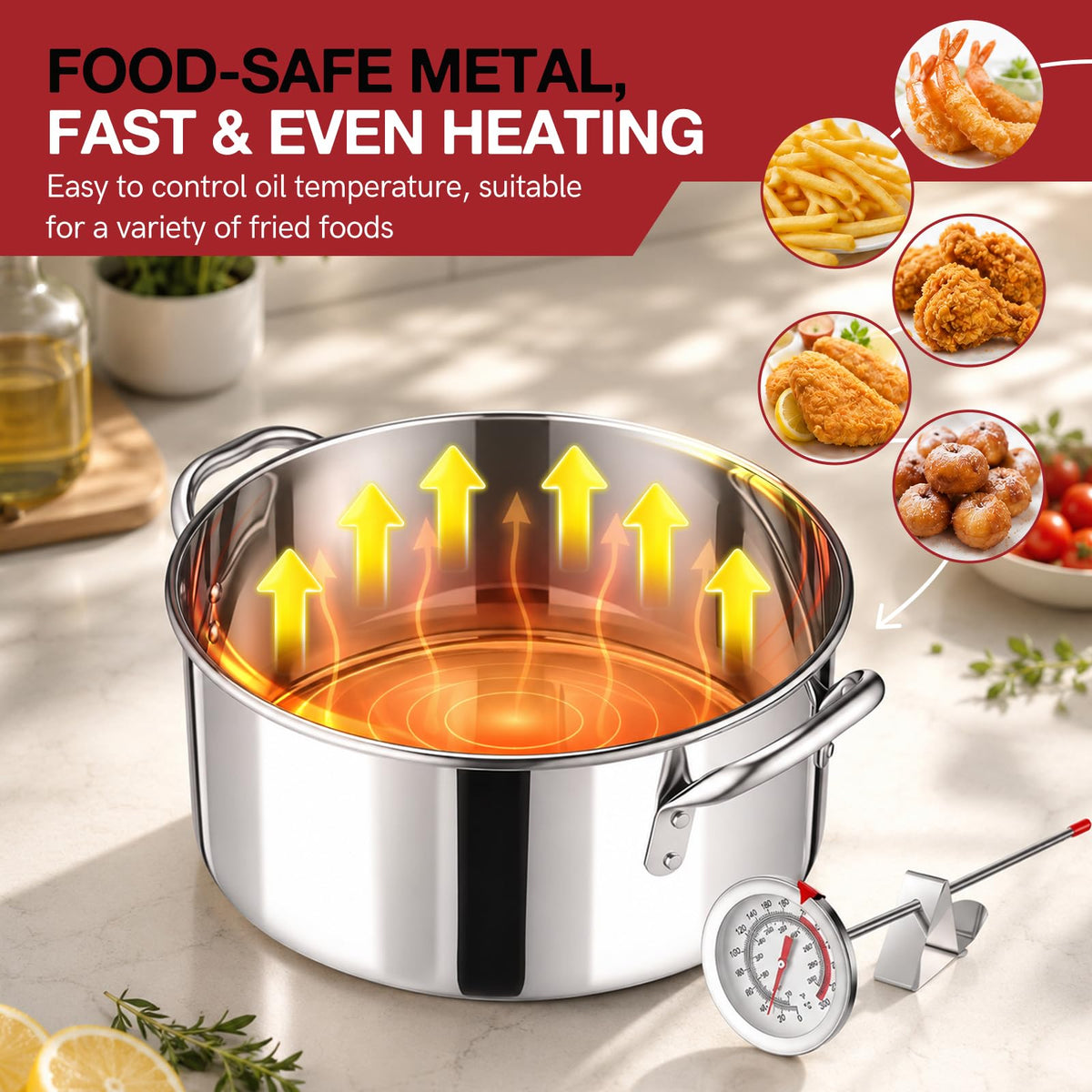 10 QT Stainless Steel Deep Fryer Pot with Basket C756487