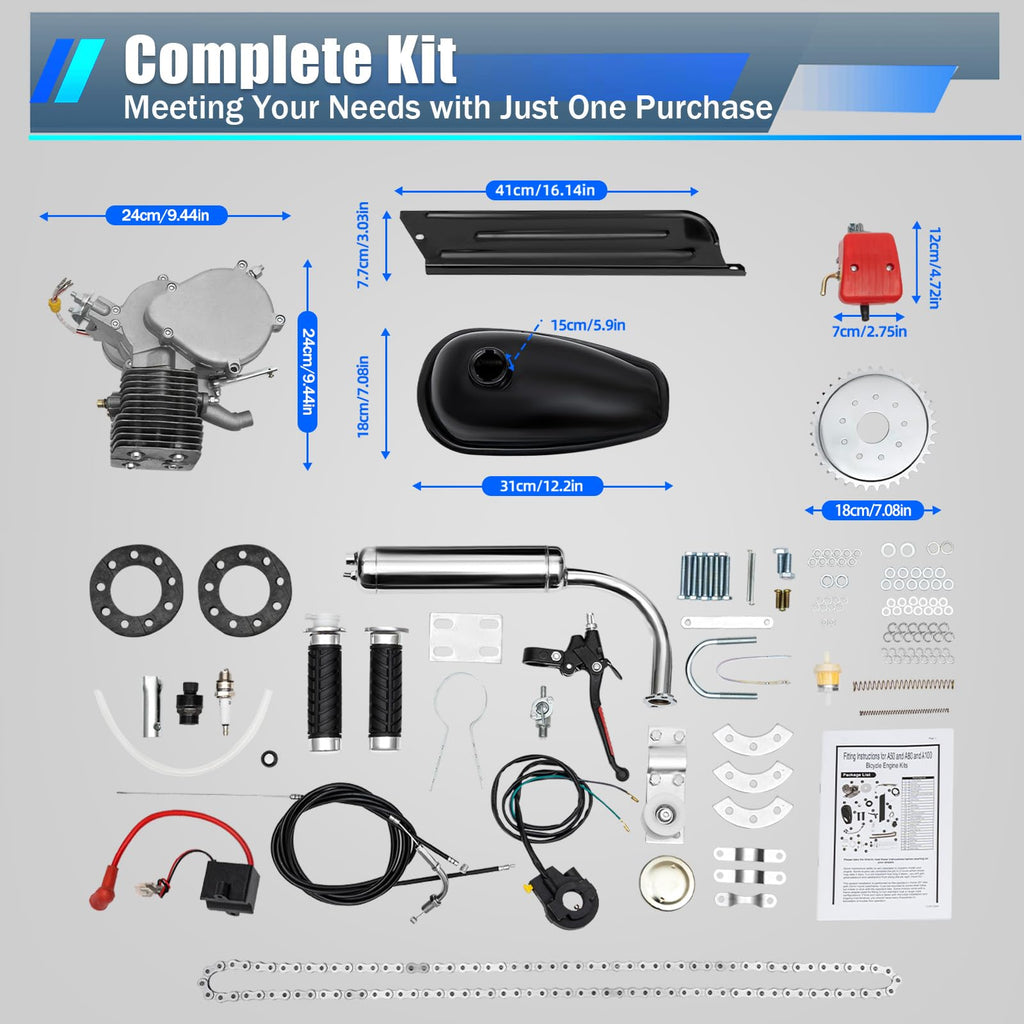 2-Stroke 100cc Bicycle Engine Kit with 44 Tooth Sprocket Q89559