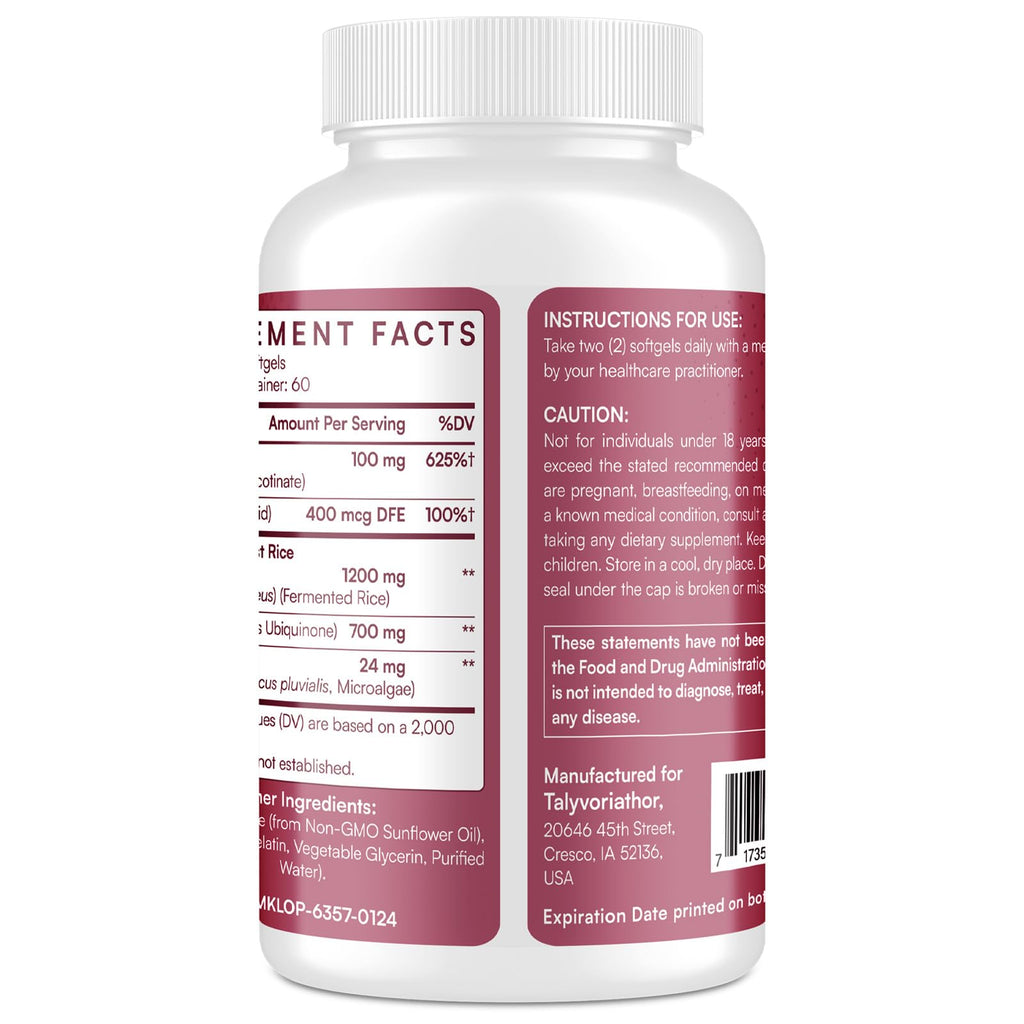 Red Yeast Rice 1200mg CoQ10 Astaxanthin 120 Softgels T428965