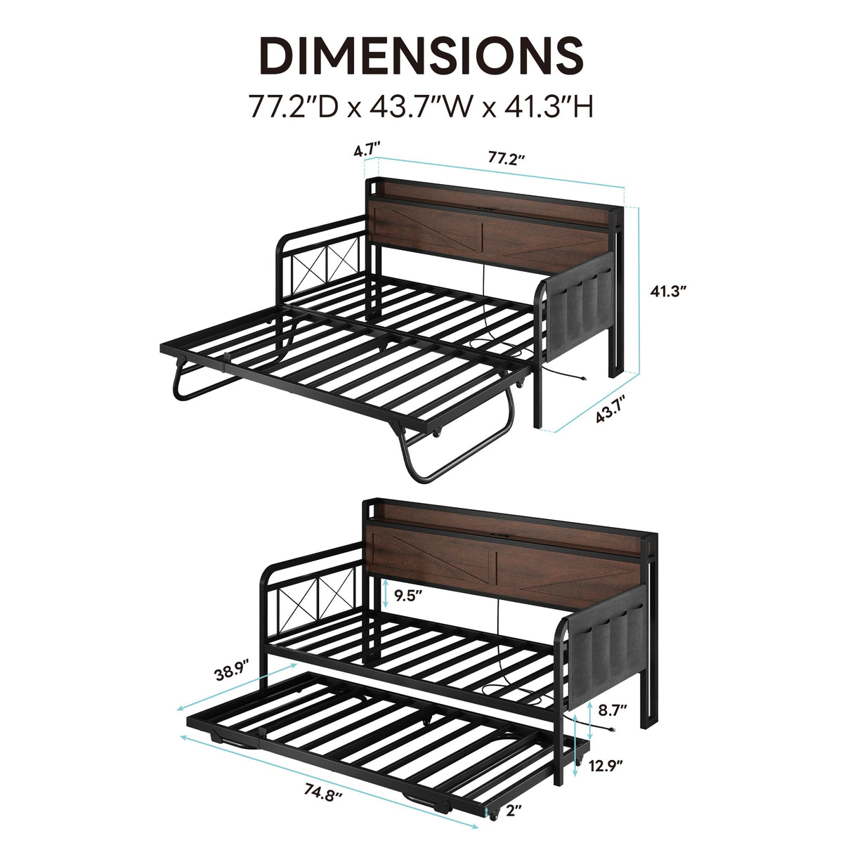 Twin Daybed with Pop Up Trundle Z55059