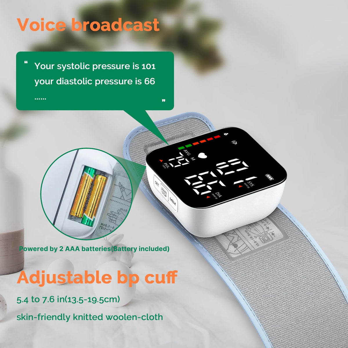 Wrist Blood Pressure Monitor Automatic Talking Digital LED Display A752774