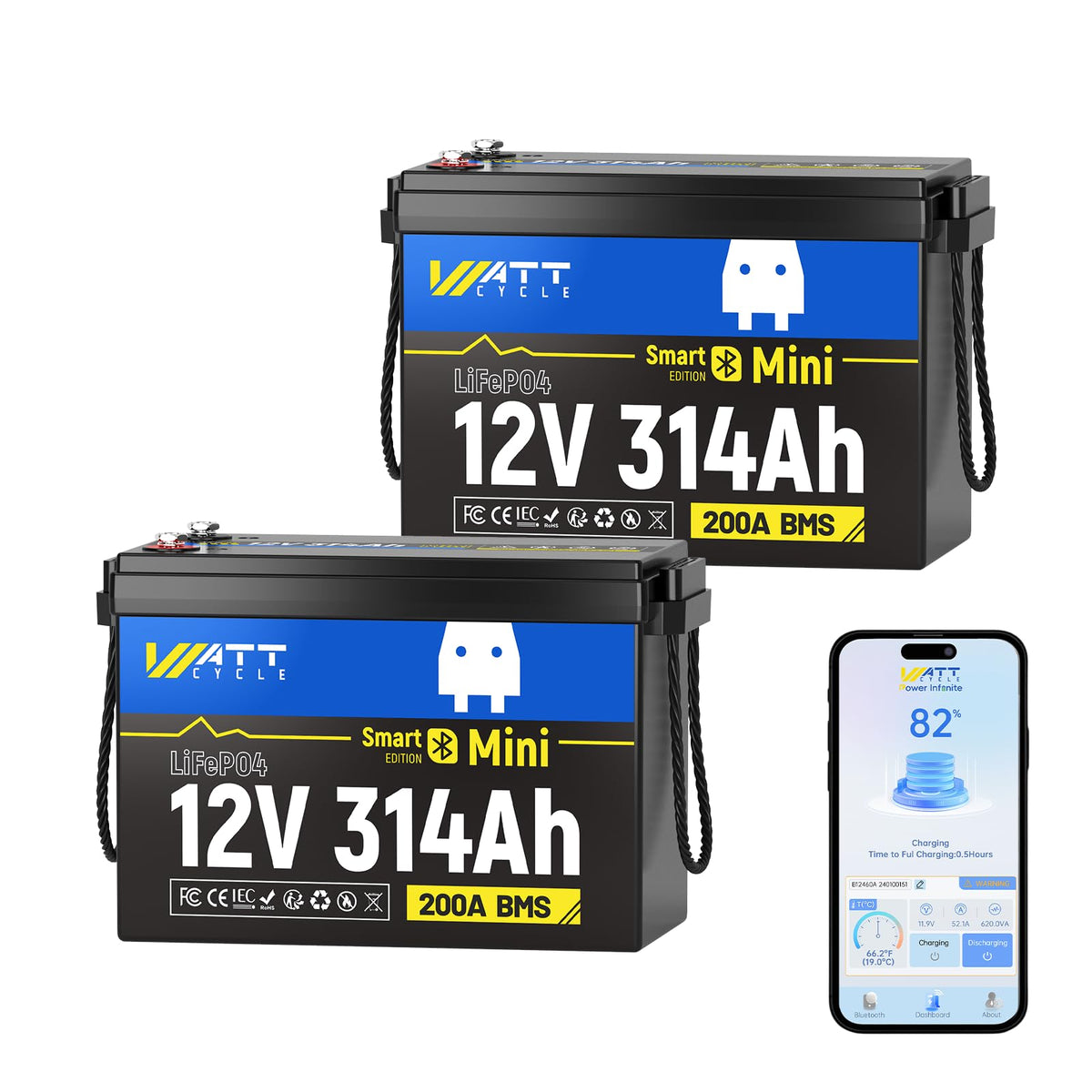 12V 314Ah LiFePO4 Battery 2 Pack Y442598