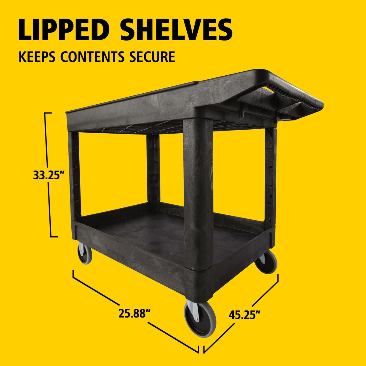 2-Shelf Utility Service Cart, Black, 500 lbs. Capacity C3300