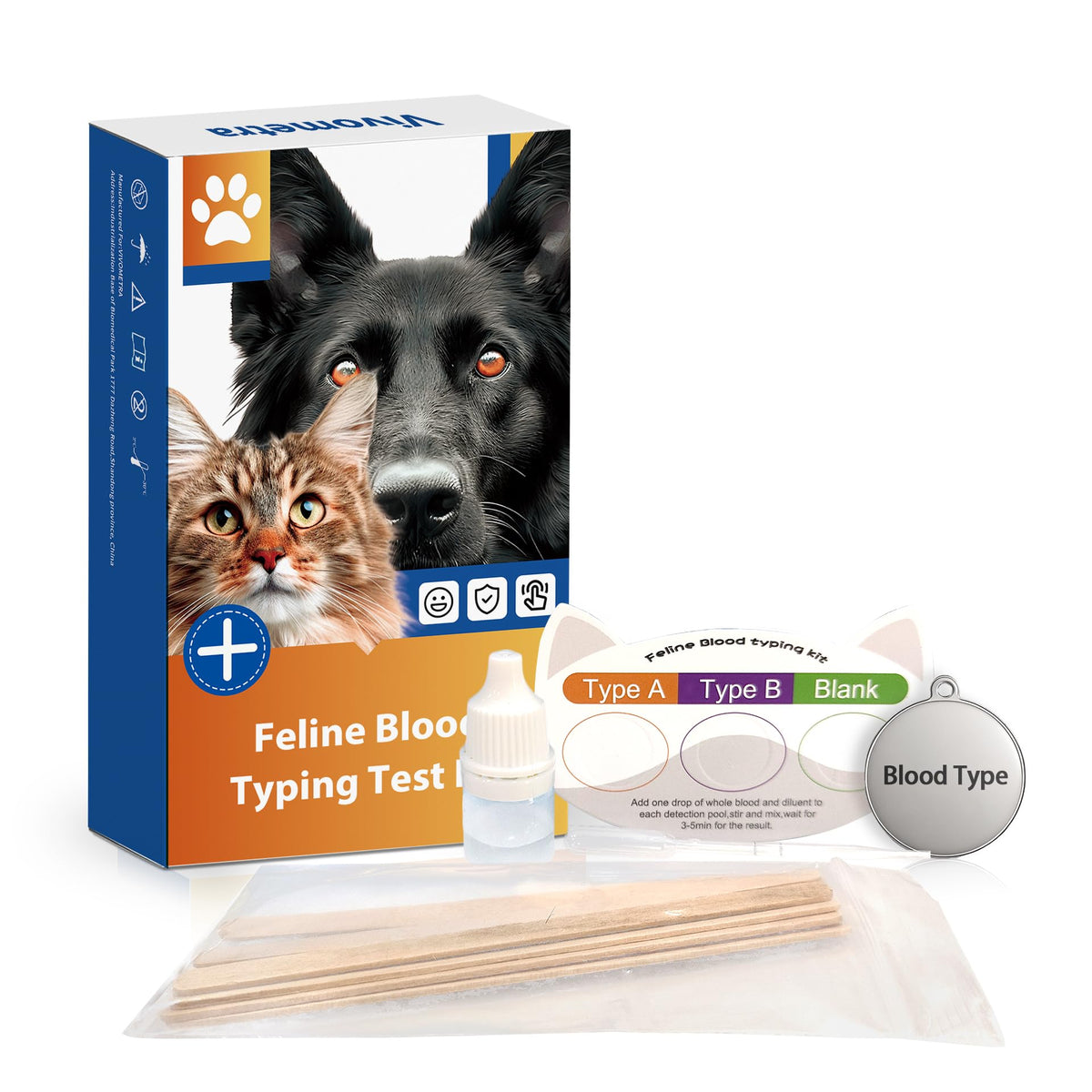 Cat Blood Typing Test Kit with Stainless Steel ID Tag G58726
