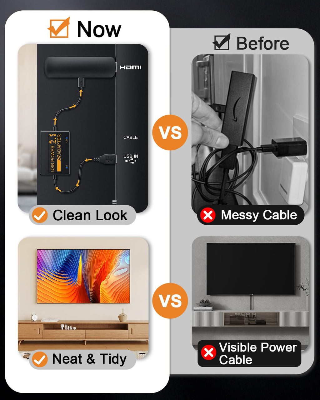 USB Power Cable Adapter for Fire TV Stick B4595