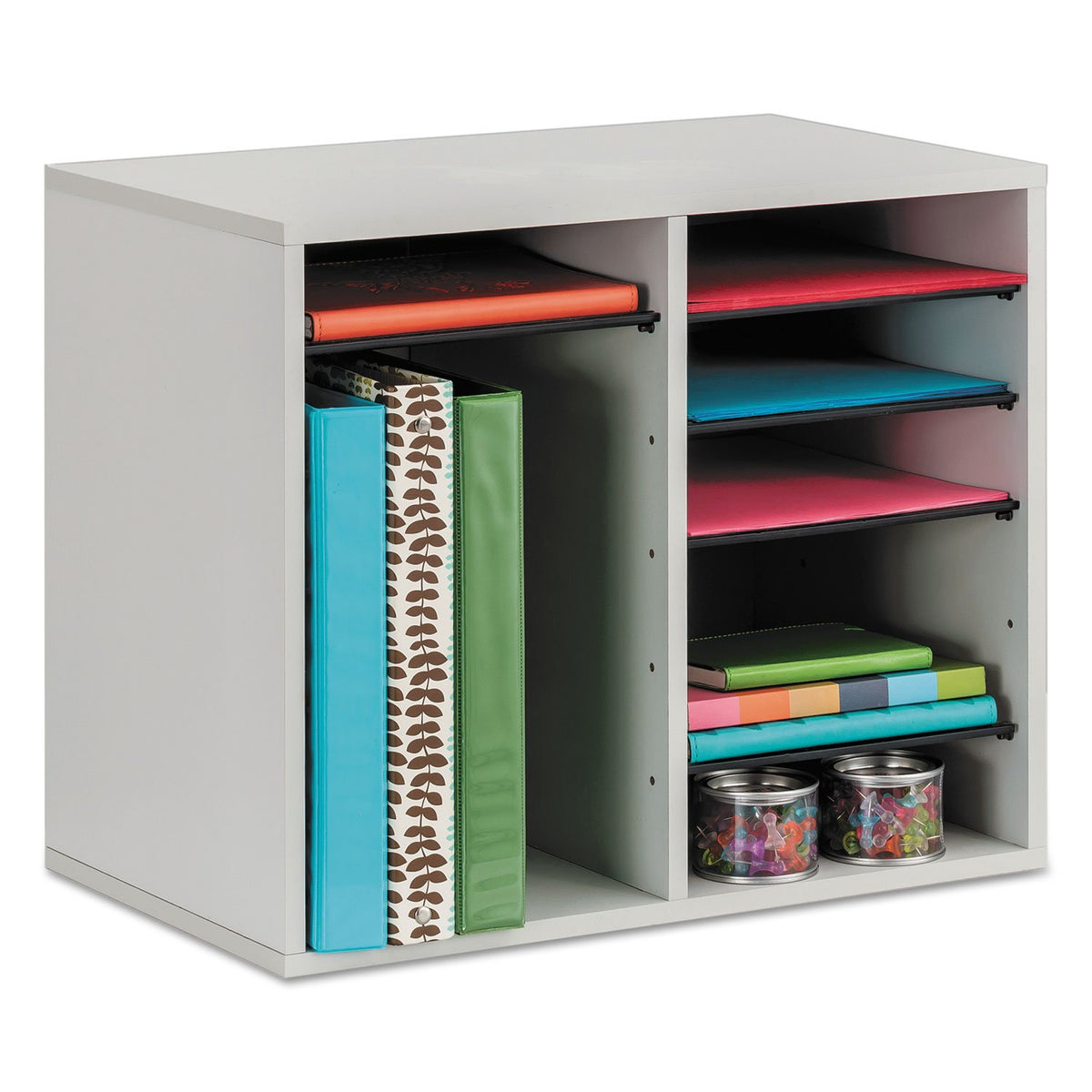 12 Compartment Wood Literature Organizer H60576