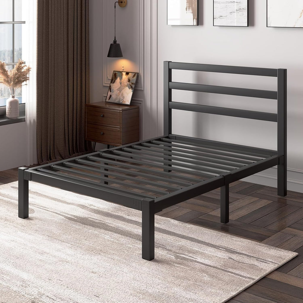Twin Size Black Metal Bed Frame with Headboard N48639
