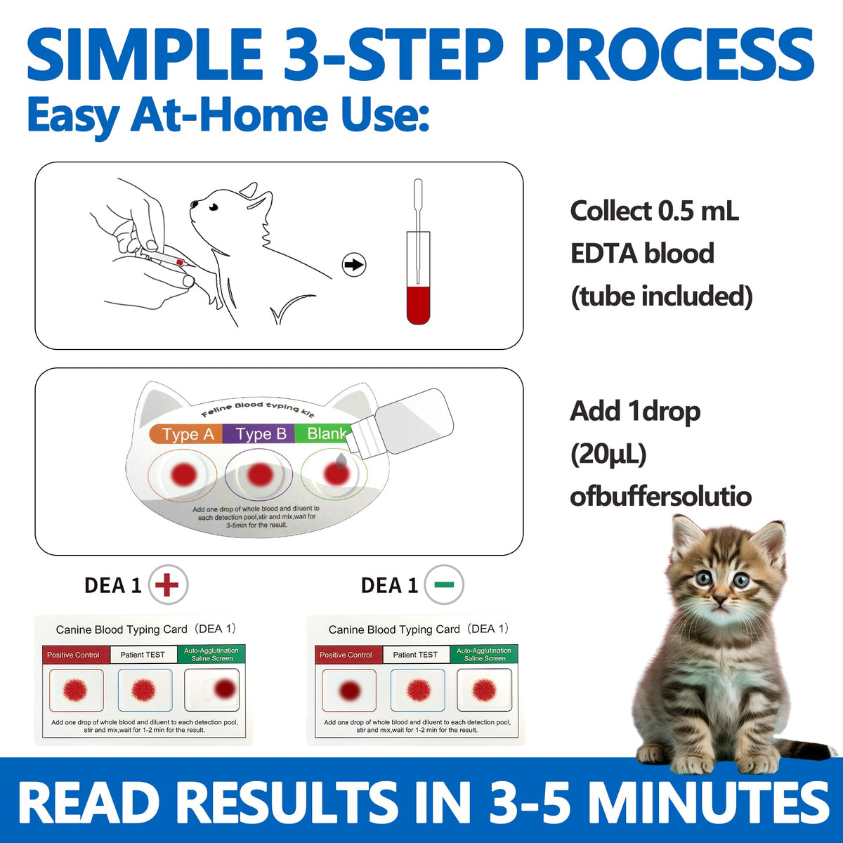 Cat Blood Typing Test Kit with Stainless Steel ID Tag G58726