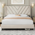 Queen Bed Frame with Tufted Headboard, Beige O428