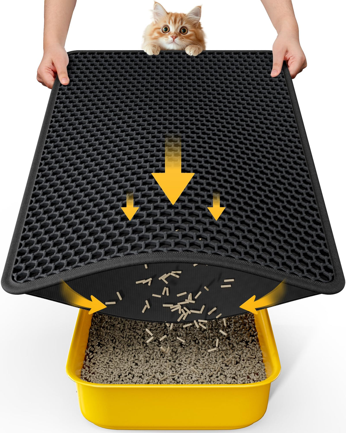 Cat Litter Mat 30 x 24 in Waterproof Non-Slip Black R248