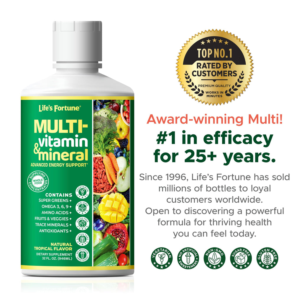 Liquid Multivitamin 90+ Nutrients Sugar Free Tropical Flavor 32 oz F36644