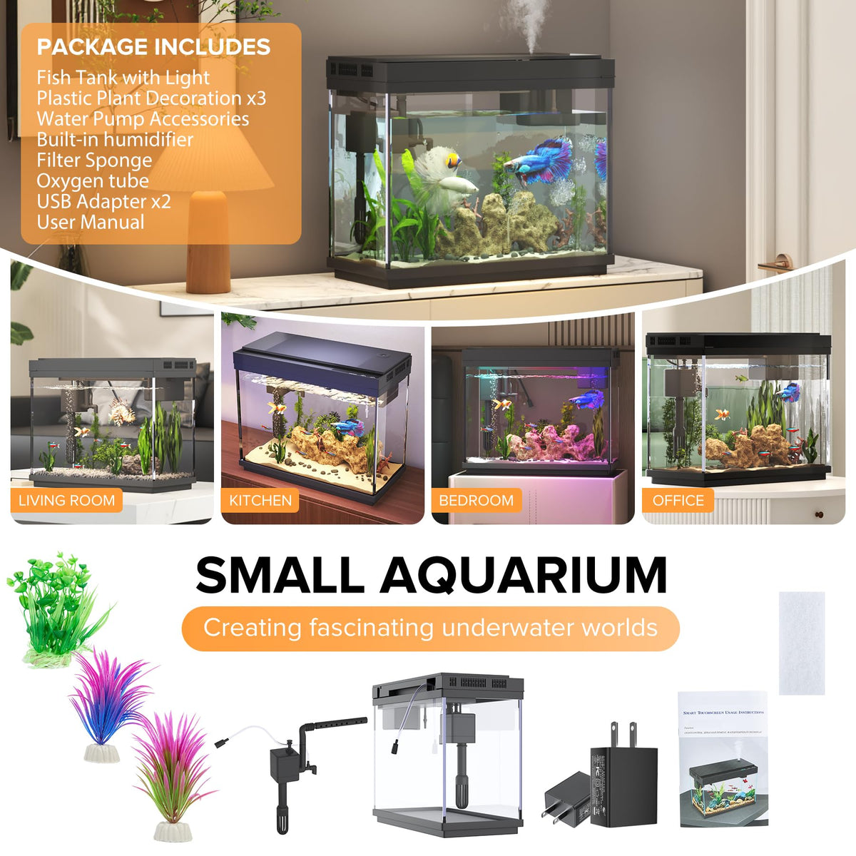 2.4-Gallon Aquarium Starter Kit with Quiet Pump T85821