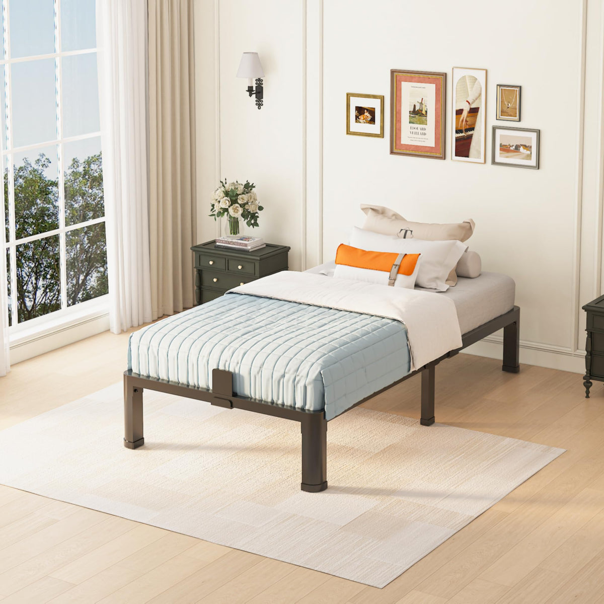 10 inch Twin Bed Frame with Round Corner Legs J839