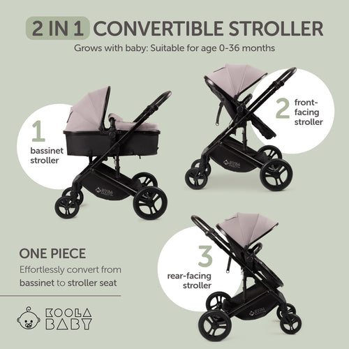 2-in-1 Foldable Baby Stroller with Extendable Canopy Y989