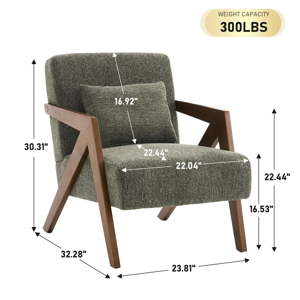 Mid-Century Modern Chenille Accent Chair Set of 2 with Wood Frame F71272