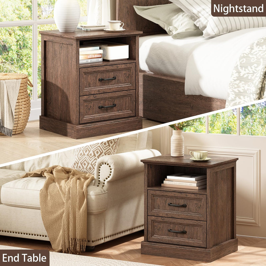 Brown 2 Drawer Nightstand Set of 2 V70904