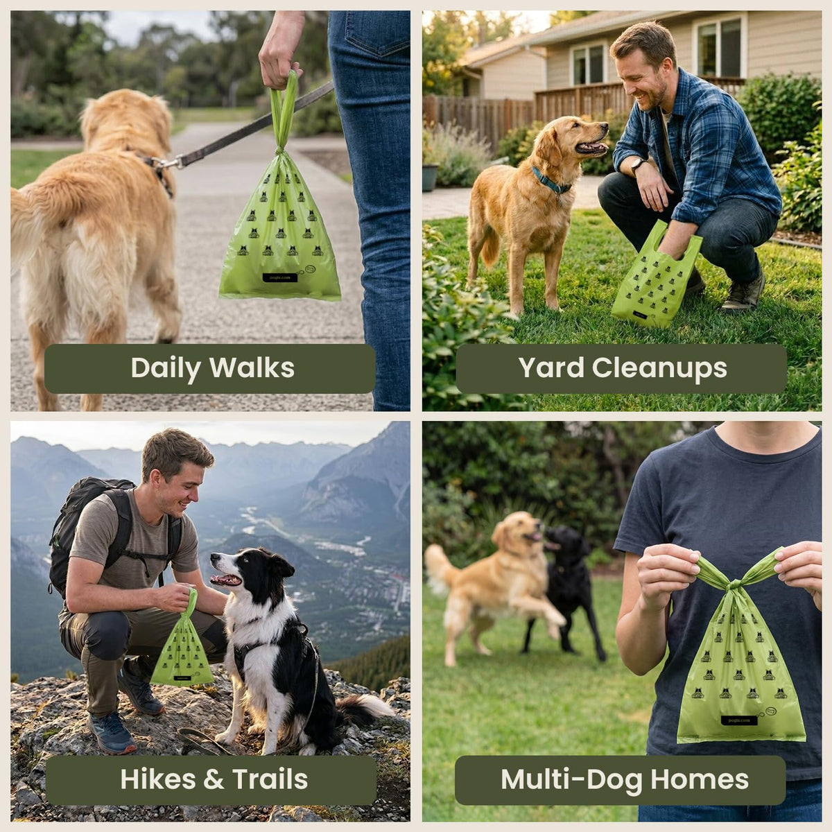Large Dog Poop Bags with Handles, Fresh Scent, Extra Thick, 300 Bags V743
