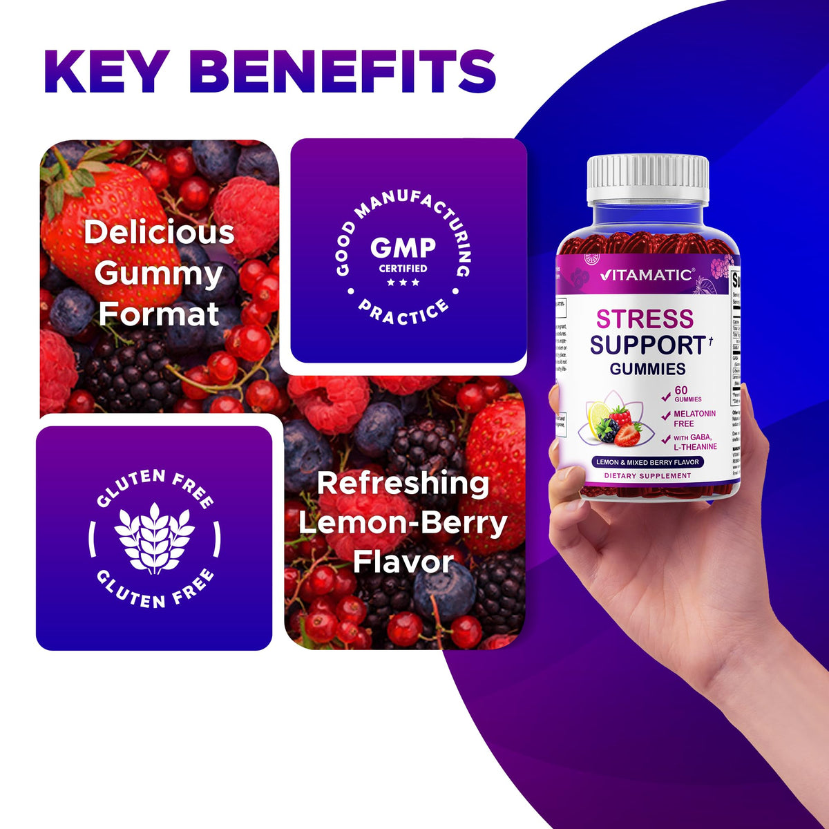 Lemon & Mixed Berry Flavor 60 Gummies Vegan Non-GMO Gluten-Free L668