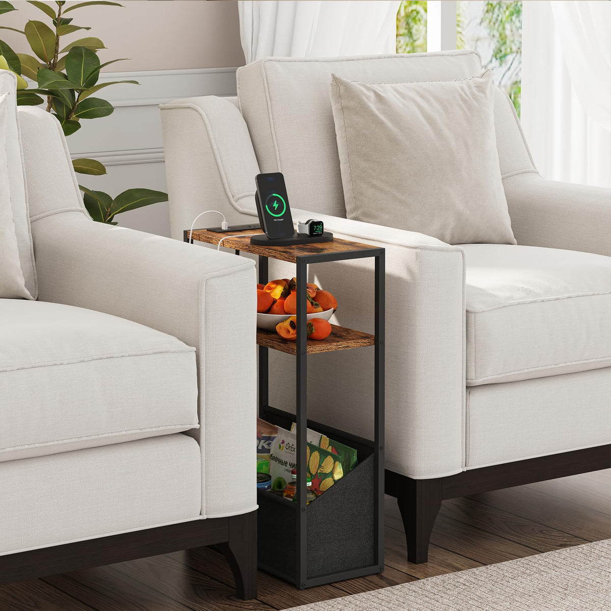 Narrow Side Table with Charging Station X118392
