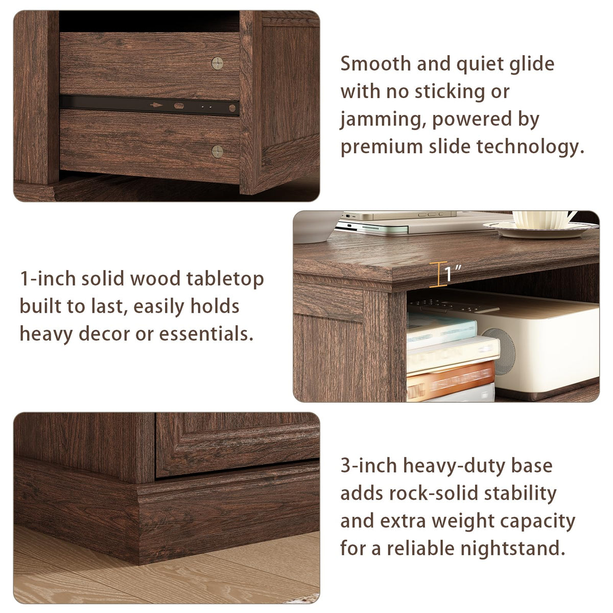 Brown 2 Drawer Nightstand Set of 2 V70904