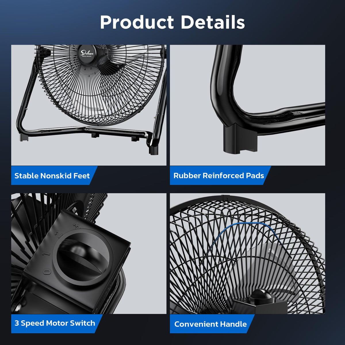 20 Inch 3-Speed Metal Industrial Floor Fans 2-Pack H501004