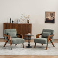 Mid-Century Modern Chenille Accent Chair Set of 2 with Wood Frame F71272