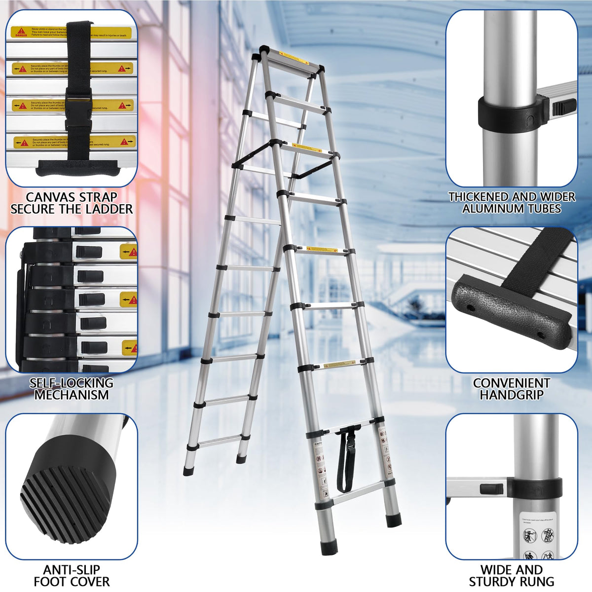 8.53 FT Aluminum Telescoping Ladder T117