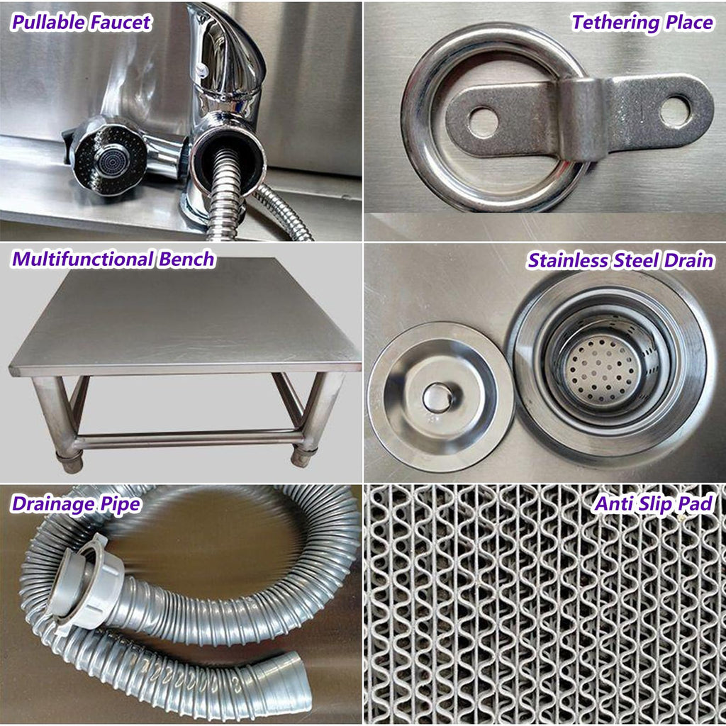 53'' Stainless Steel Pet Grooming Tub with Walk-in Stairs Y31888