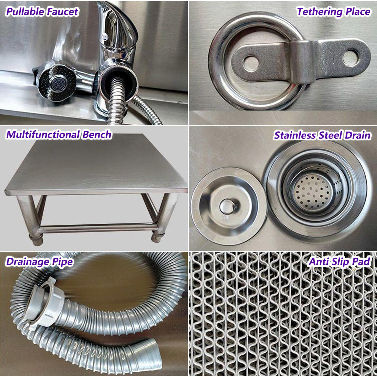 47 Inch Stainless Steel Dog Grooming Tub with Walk-in Stairs H653175