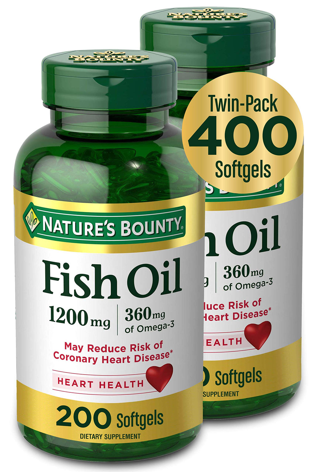 Fish Oil 1200mg 200 Softgels Pack of 2 A87450
