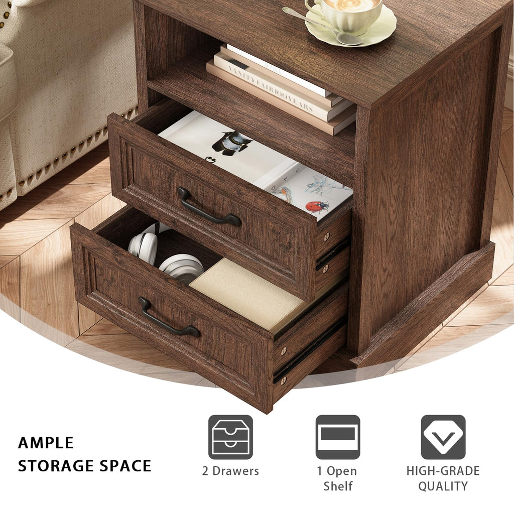 Brown 2 Drawer Nightstand Set of 2 V70904