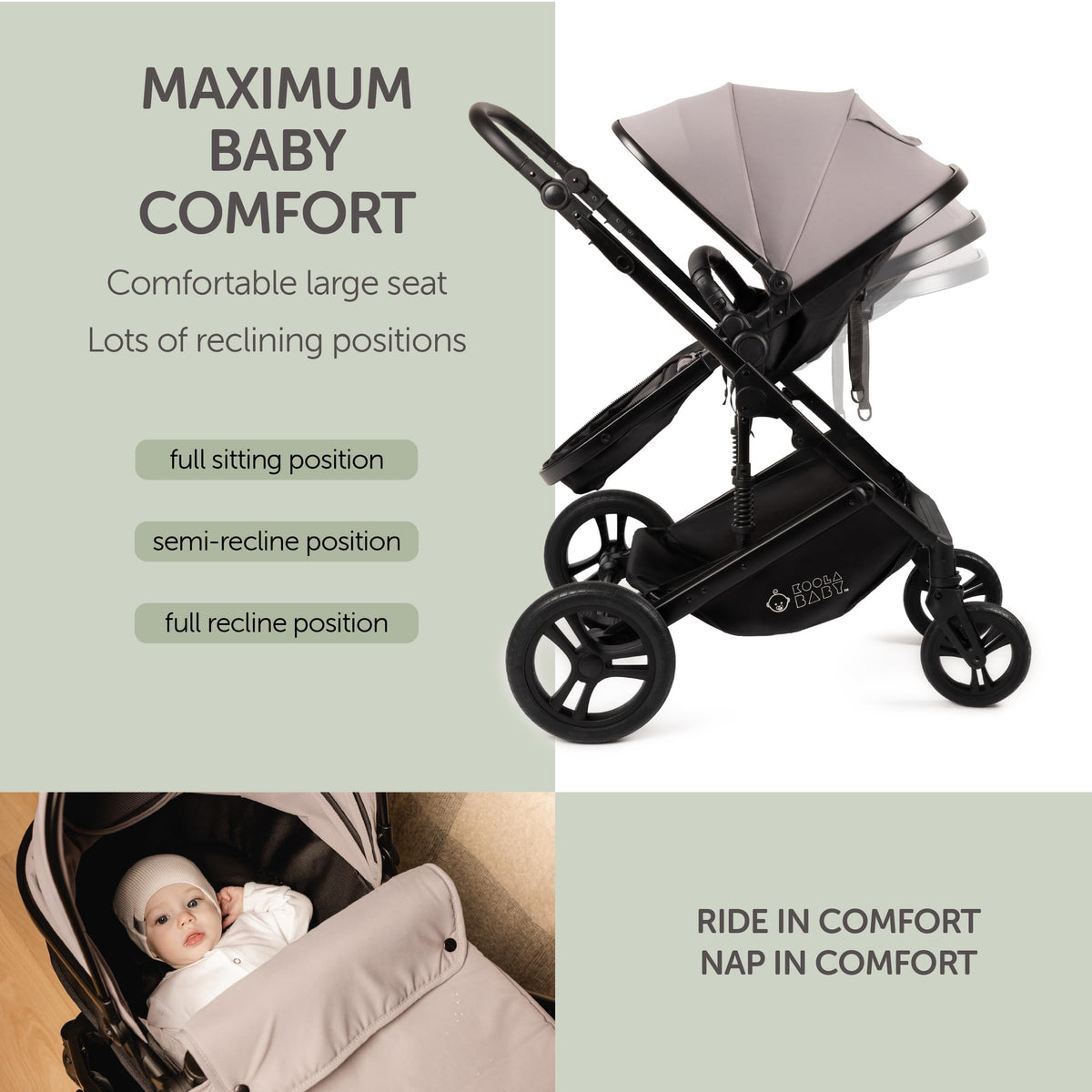 2-in-1 Foldable Baby Stroller with Extendable Canopy Y989